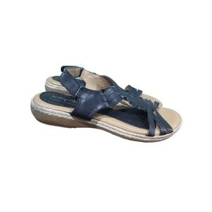 Soft‎ Spots Strappy Leather Comfort Sandals, Blk, Sz 8